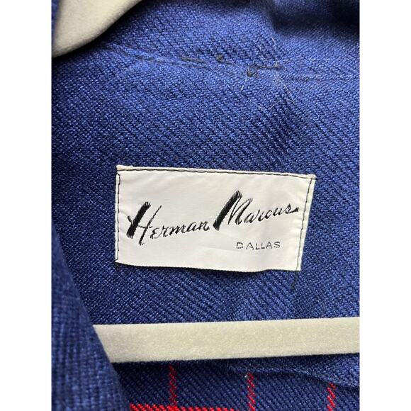 Vintage Herman Marcus Jacket Womens large red/Blue plaid jacket button front - Picture 3 of 5